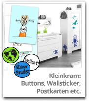 Kleinkram Buttons, Wallsticker, Postkarten und anderer Kleinkram